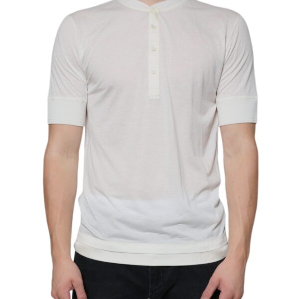 Dolce & Gabbana Mens Henley Short Sleeve Top - Ivory Cotton - Size EU 44 (Mens)