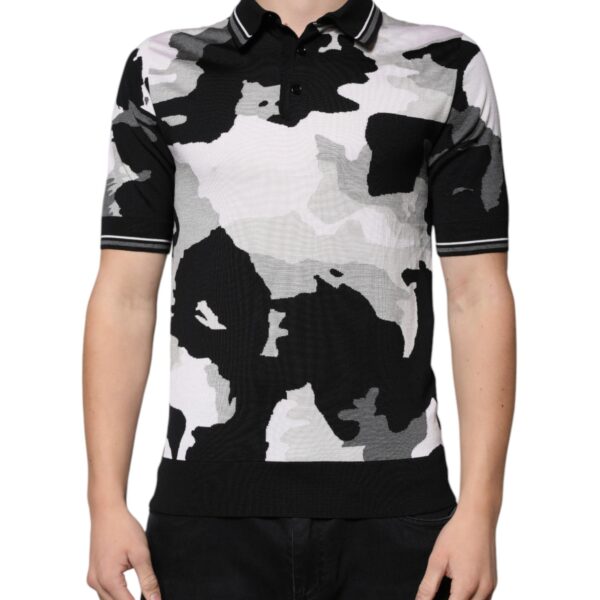 Dolce & Gabbana Mens Camouflage Polo Shirt Tsh86941 - Black Silk - Size EU 46 (Mens)