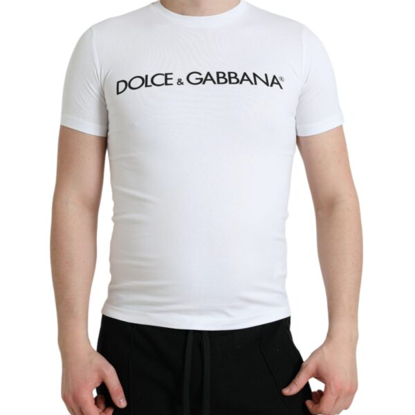 Dolce & Gabbana Mens Cotton Tshirt Logoprint - White - Size EU 44 (Mens)