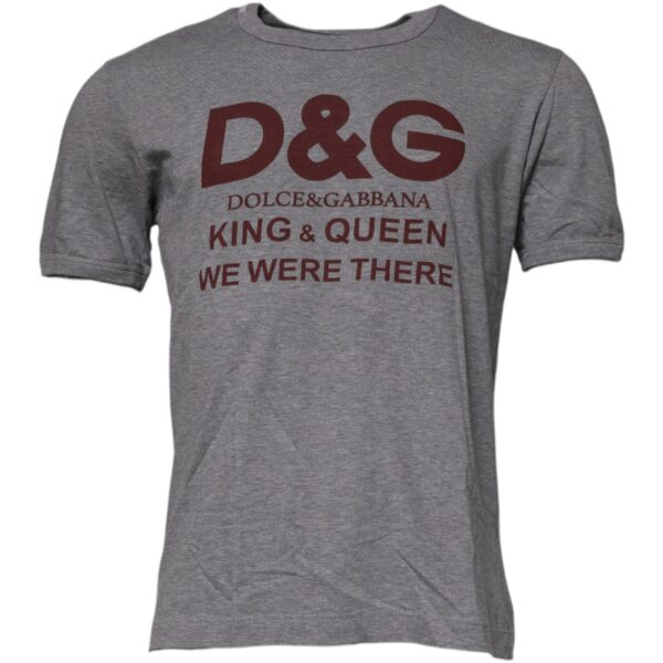 Dolce & Gabbana Mens King Queen Graphic Tee - Grey Cotton - Size EU 46 (Mens)
