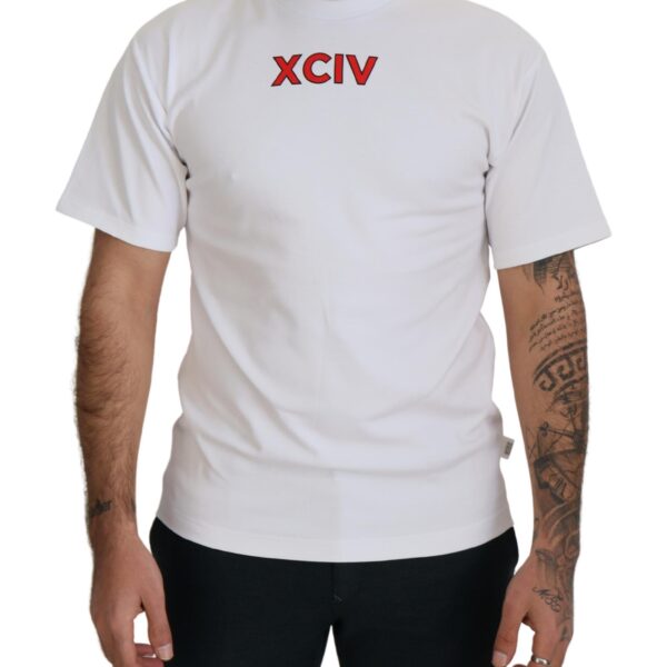 Gcds Mens Xciv Graphic Tee Short Sleeves - White Cotton - Size EU 44 (Mens)