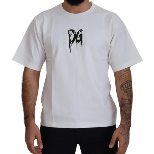 Dolce & Gabbana Mens Graffiti Print Tshirt - White Cotton - Size EU 44 (Mens)