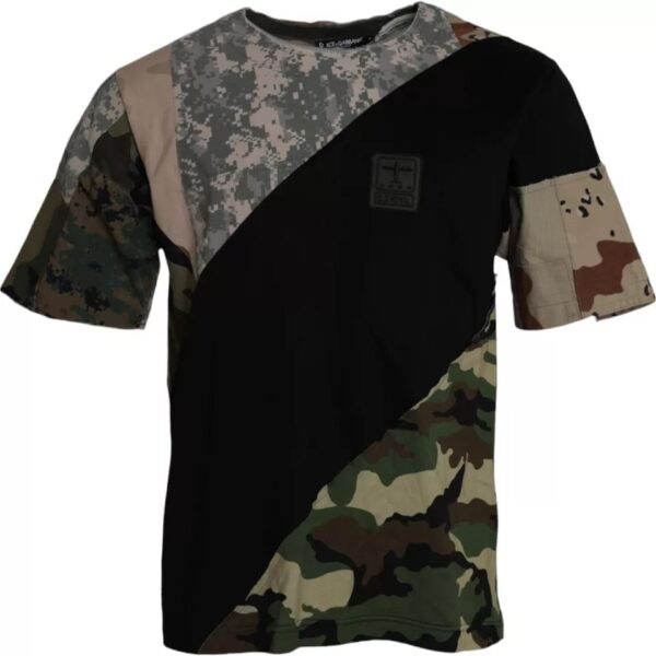 Dolce & Gabbana Mens Camouflage Cotton Tshirt Tsh86463 - Black - Size EU 46 (Mens)