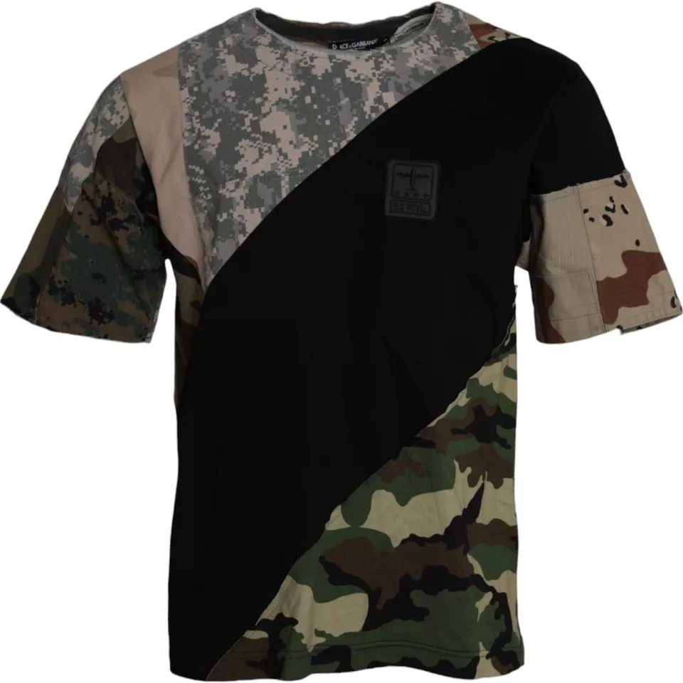 Dolce & Gabbana Mens Camouflage Cotton Tshirt Tsh86463 - Black - Size EU 46 (Mens)