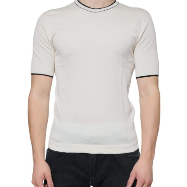 Dolce & Gabbana Mens Short Sleeve Crew Neck Tshirt - Ivory Cashmere - Size EU 44 (Mens)