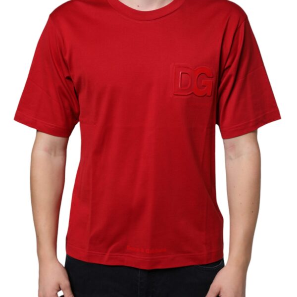 Dolce & Gabbana Mens Dg Logo Tshirt Red - Poppy Cotton - Size EU 46 (Mens)
