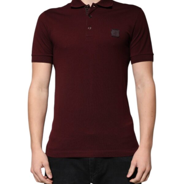 Dolce & Gabbana Mens Maroon Polo Shirt Dgpatch - Dark Red Cotton - Size EU 44 (Mens)