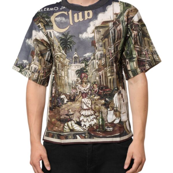 Dolce & Gabbana Mens Graphic Print Short Sleeve Tee - Grey Linen - Size EU 44 (Mens)