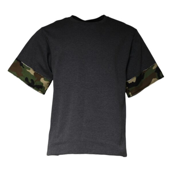 Dolce & Gabbana Mens Camouflage Cuff Short Sleeve Tee - Grey Cotton - Size EU 46 (Mens)