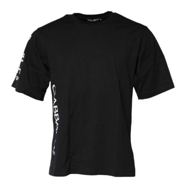 Dolce & Gabbana Mens Logo Print Short Sleeve Tee - Black Cotton - Size EU 46 (Mens)