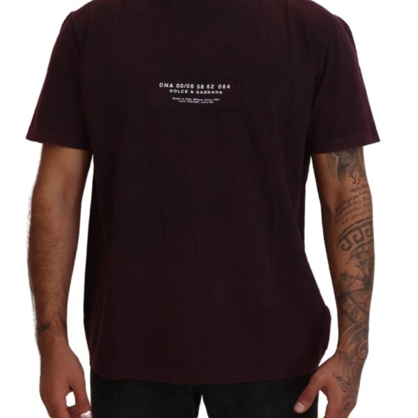 Dolce & Gabbana Mens Crew Neck Short Sleeve Tshirt - Dark Red Cotton - Size EU 46 (Mens)