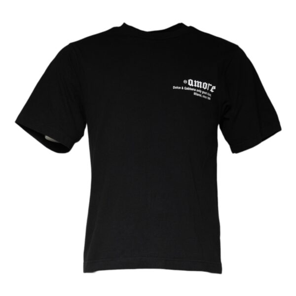 Dolce & Gabbana Mens Amore Tshirt Short Sleeve Crew Neck - Black Cotton - Size EU 46 (Mens)