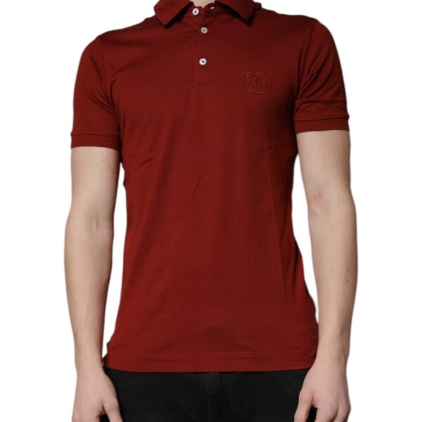 Dolce & Gabbana Mens Polo Shirt - Dark Red Cotton - Size EU 46 (Mens)