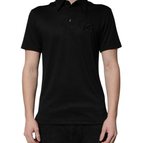 Dolce & Gabbana Mens Dg Polo Shirt Embroidered Logo - Black - Size EU 44 (Mens)