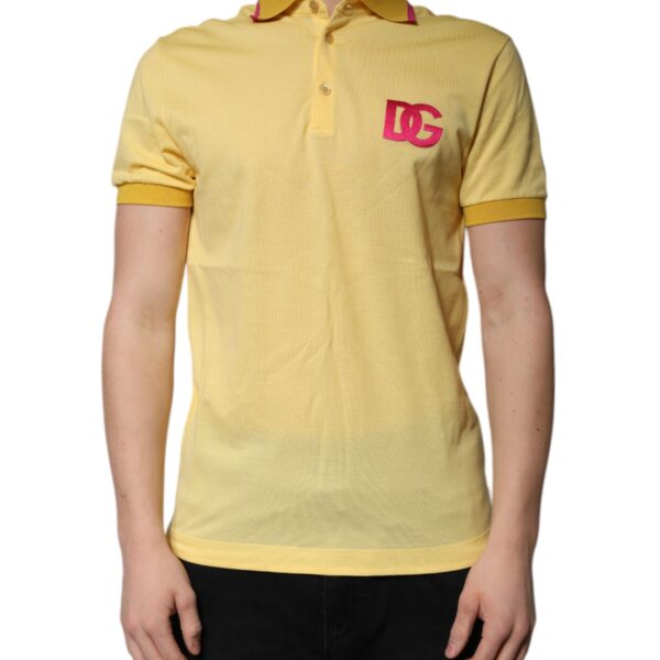 Dolce & Gabbana Mens Dg Polo Shirt Embroidered Logo - Mustard Cotton - Size EU 46 (Mens)