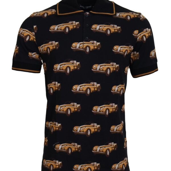 Dolce & Gabbana Mens Classic Cars Polo Shirt Tsh7513 - Black Cotton - Size EU 44 (Mens)