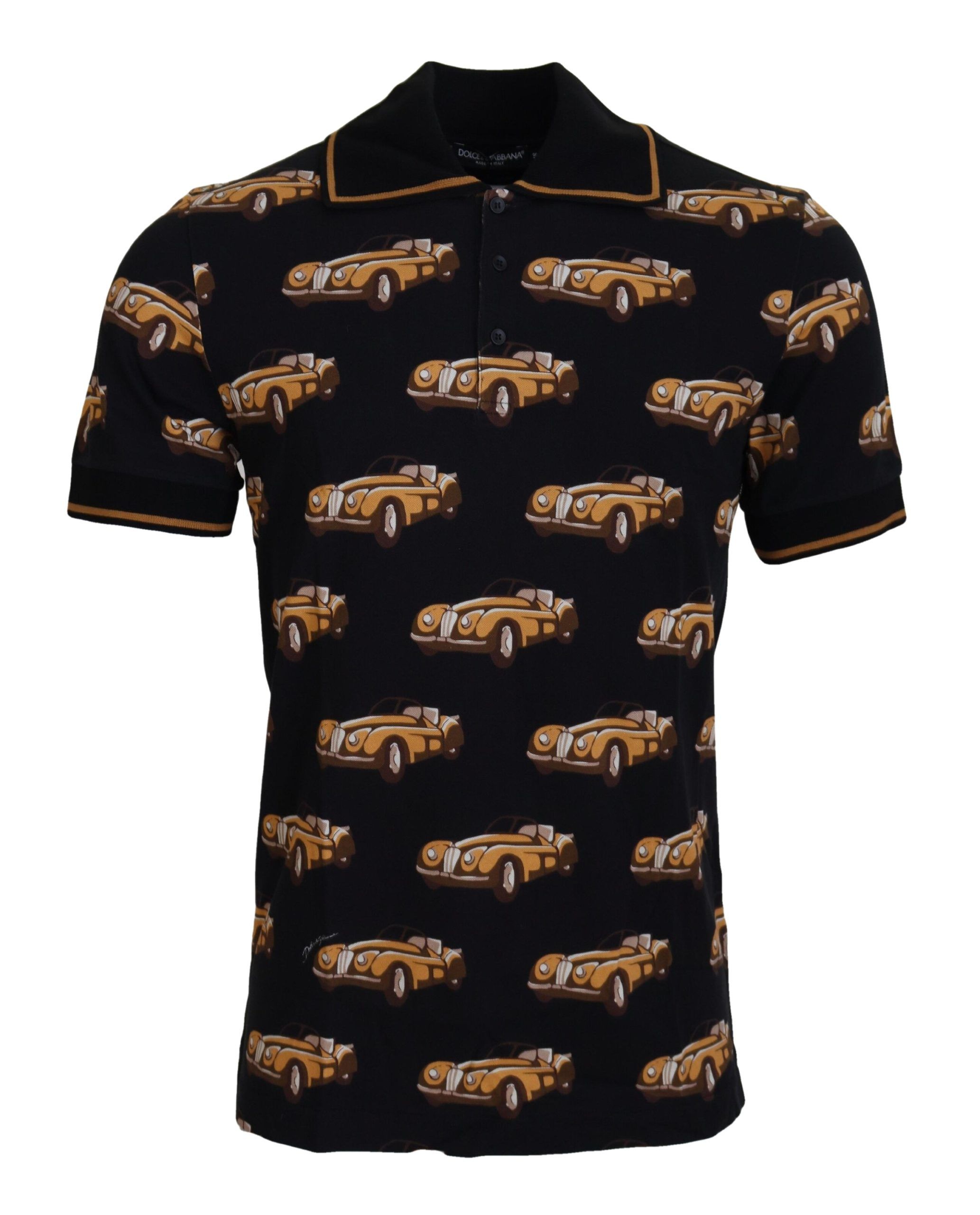 Dolce & Gabbana Mens Classic Cars Polo Shirt Tsh7513 - Black Cotton - Size EU 44 (Mens)