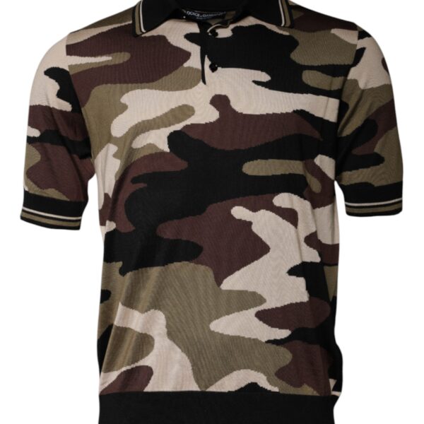 Dolce & Gabbana Mens Camouflage Polo Shirt Tsh87710 - Sage Green Silk - Size EU 50 (Mens)