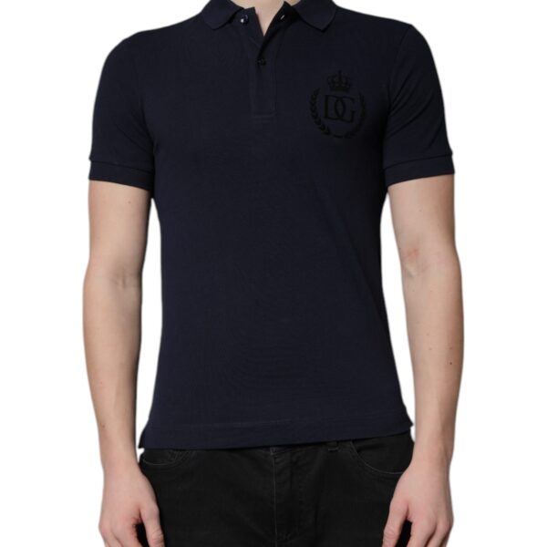 Dolce & Gabbana Mens Polo Shirt Embroidered Logo - Navy Cotton - Size EU 44 (Mens)