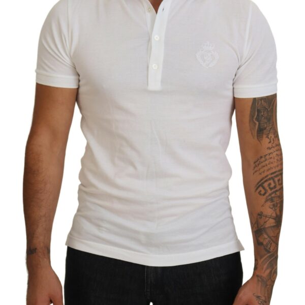 Dolce & Gabbana Mens Classic Polo Shirt Short Sleeves - White Cotton - Size EU 44 (Mens)