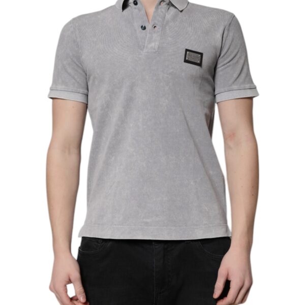 Dolce & Gabbana Mens Short Sleeve Polo Shirt - Grey Cotton - Size EU 46 (Mens)