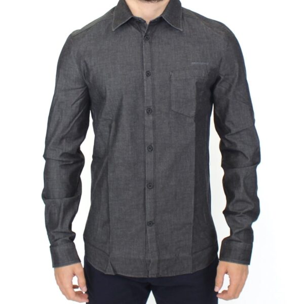 Ermanno Scervino Mens Denim Shirt Sig10132 - Dark Grey Cotton - Size EU 48 (Mens)
