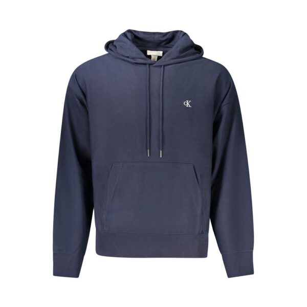 Calvin Klein Mens Pullover Hoodie Logo Detail - Dark Blue Cotton - Size Small