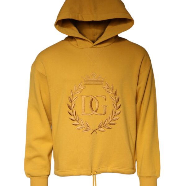 Dolce & Gabbana Mens Hooded Sweatshirt Dg Crest Model - Beige Cotton - Size EU 44 (Mens)