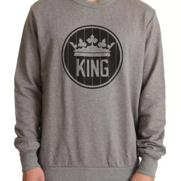 Dolce & Gabbana Mens King Sweatshirt Grey Crewneck Cotton - Size EU 44 (Mens)