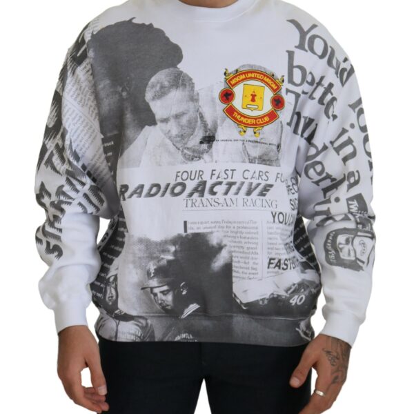Msgm Mens Crew Neck Sweatshirt Collage Print - White Cotton - Size EU 46 (Mens)