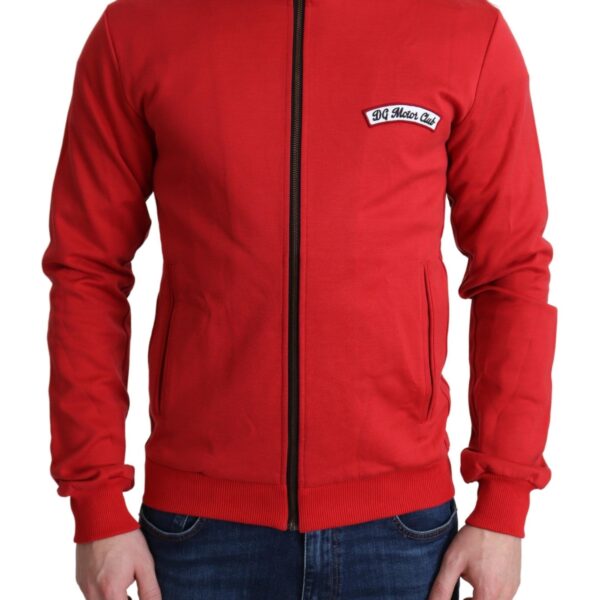 Dolce & Gabbana Mens Track Jacket High Neck Long Sleeves - Red Cotton - Size EU 44 (Mens)