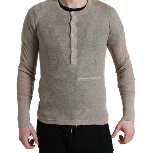 Dolce & Gabbana Mens Long Sleeve Henley Cashmere Shirt - Sage Green - Size EU 44 (Mens)