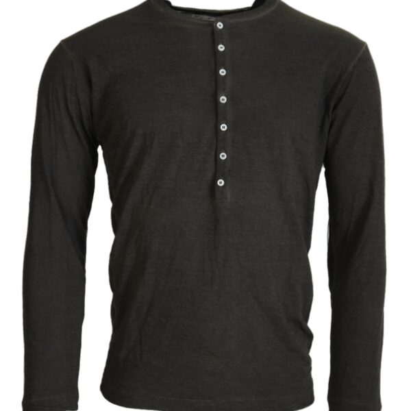Dsquared2 Mens Long Sleeve Henley Shirt Tsh3535 - Dark Grey Cotton - Size EU 46 (Mens)
