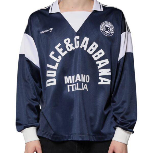 Dolce & Gabbana Mens Long Sleeve Polo Shirt Milan Italia - Dark Blue - Size EU 48 (Mens)