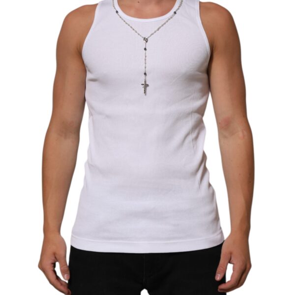 Dolce & Gabbana Mens Tank Top - White Cotton - Size EU 50 (Mens)