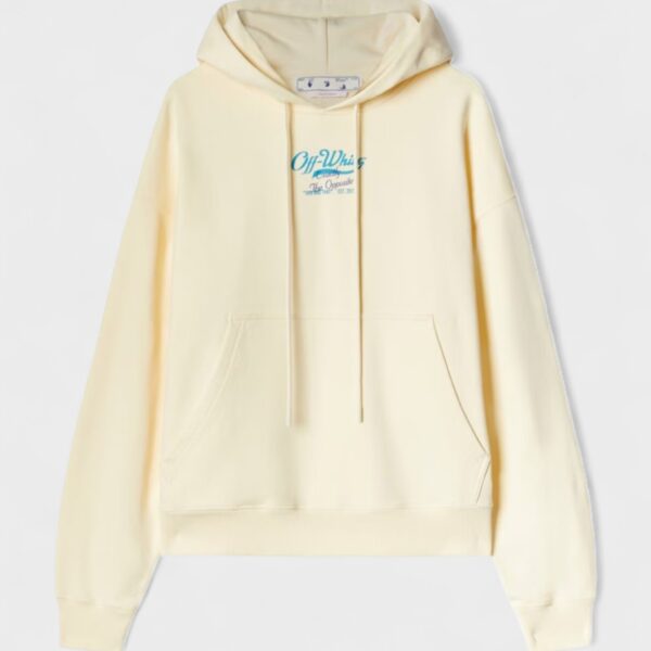 Off-White Mens Script Logo Opp Over Skate Hoodie Ivory - Beige - Size 2XS