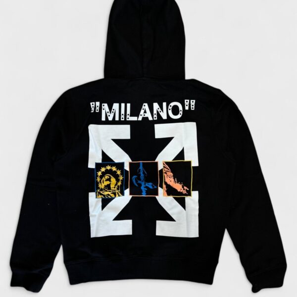 Off-White Mens Milano Hoodie Black White - Size Medium