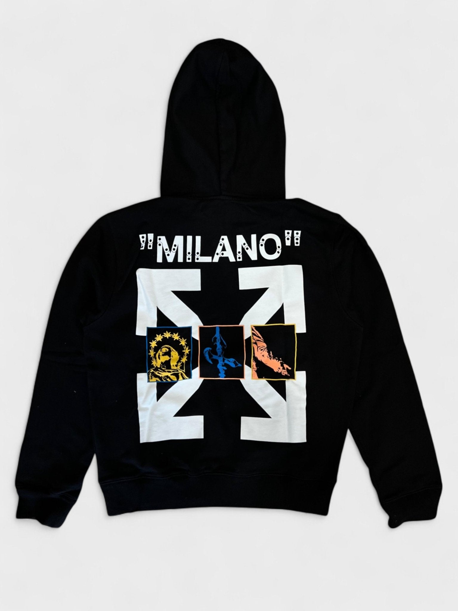 Off-White Mens Milano Hoodie Black White - Size Medium