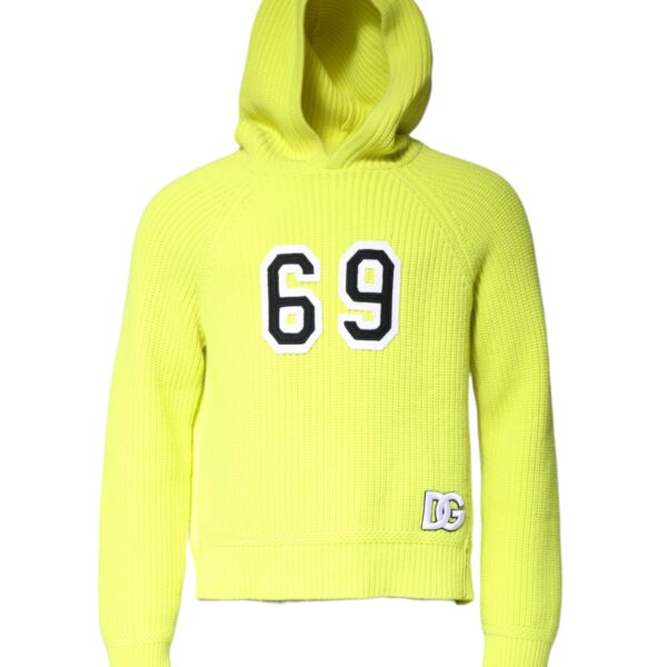 Dolce & Gabbana Mens Hooded Knit Sweater 69 - Lime Green Cashmere - Size EU 48 (Mens)