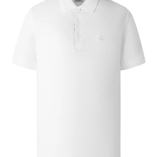 Burberry Mens Equestrian Knight Embroidered Logo Polo in White Cotton - Size Large