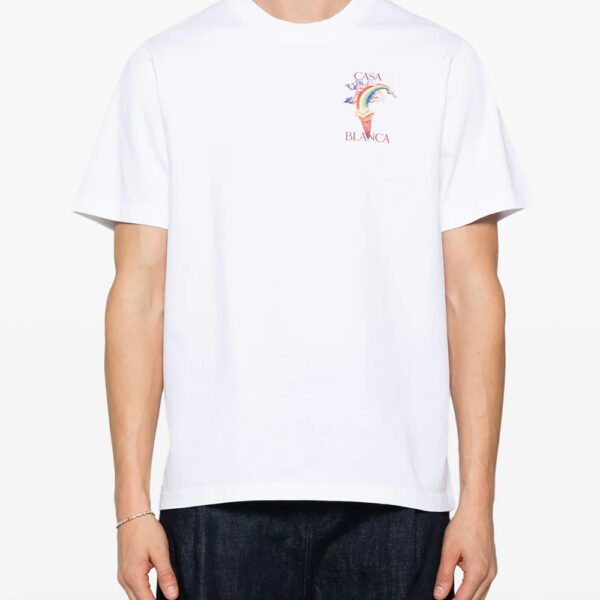Casablanca Mens Nature Teacher Printed T-Shirt in White Cotton - Size Large