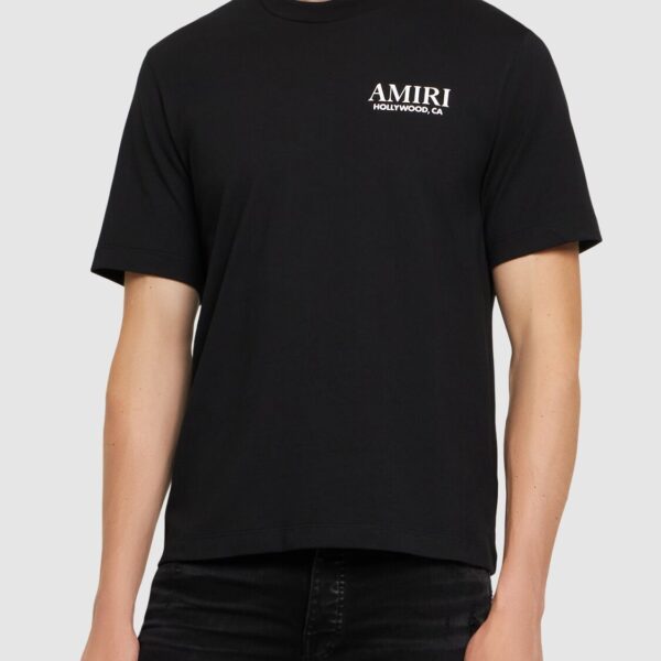 Amiri Mens Hollywood Bones Stacked Logo T-Shirt in Black - Size 2XL