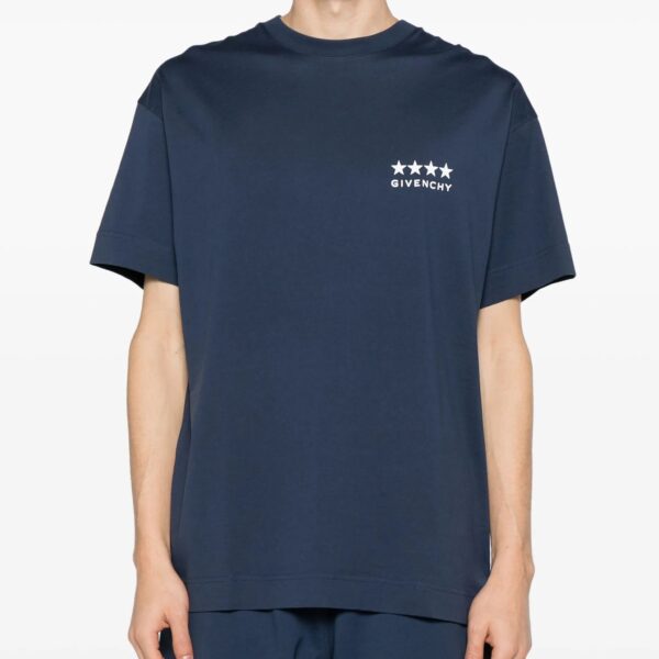 Givenchy Mens 4G Stars Logo T-Shirt in Navy Cotton - Size Medium