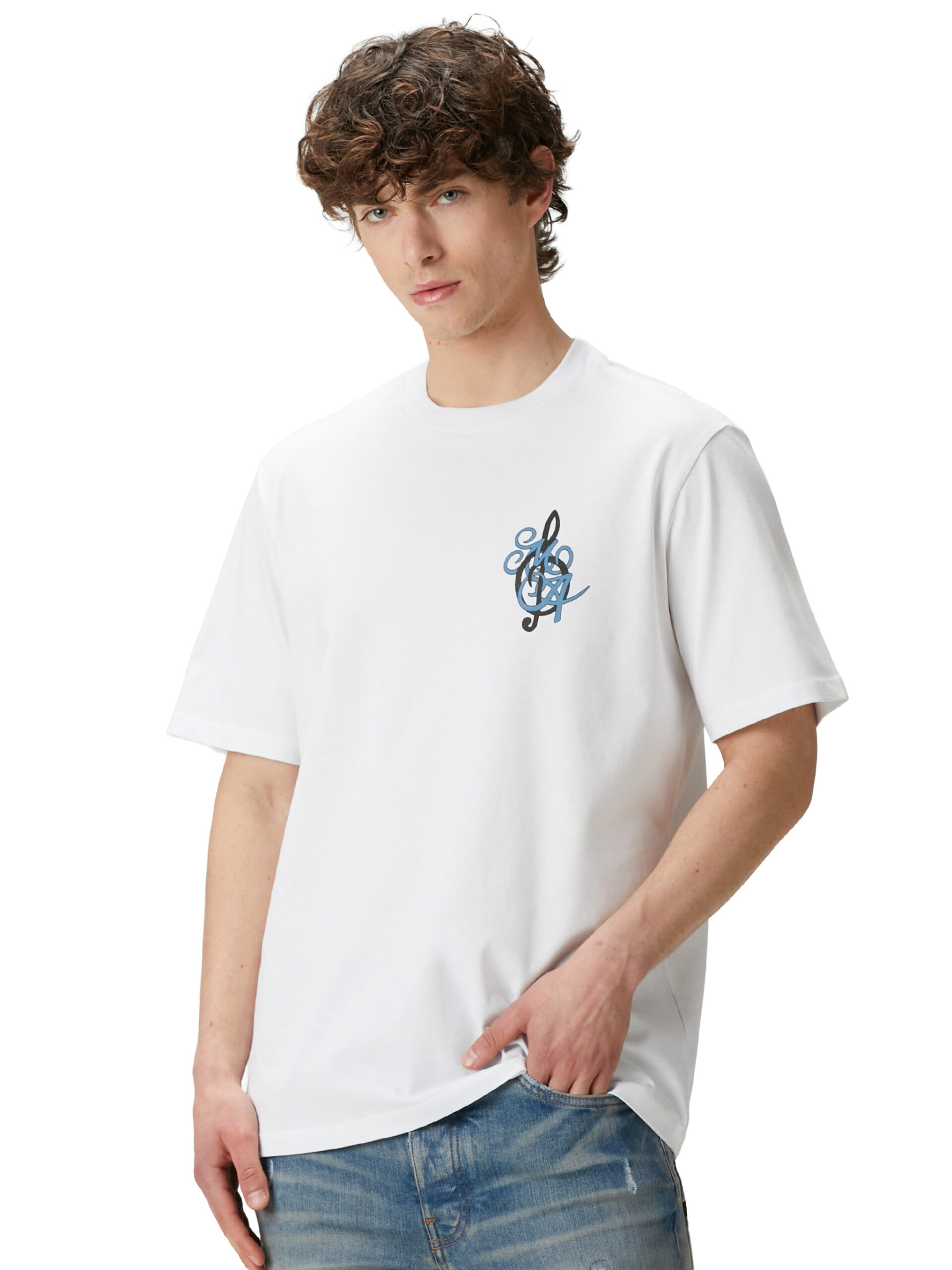 Amiri Mens Jazz Band T-Shirt in White Cotton - Size Medium
