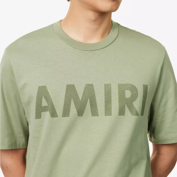Amiri Mens Logo Printed T-Shirt in Green Cotton - Size Large