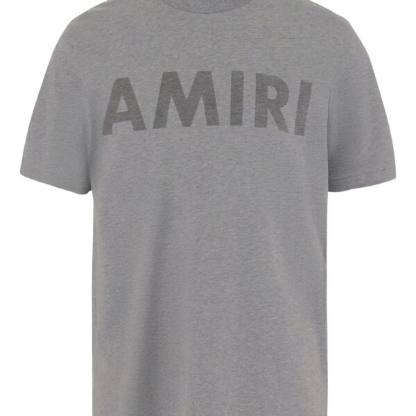 Amiri Mens Logo Print T-Shirt in Grey Cotton - Size 2XL