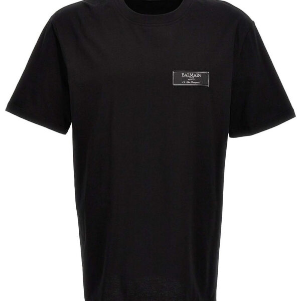 Balmain Mens Logo Patch T-Shirt in Black Cotton - Size X-Large
