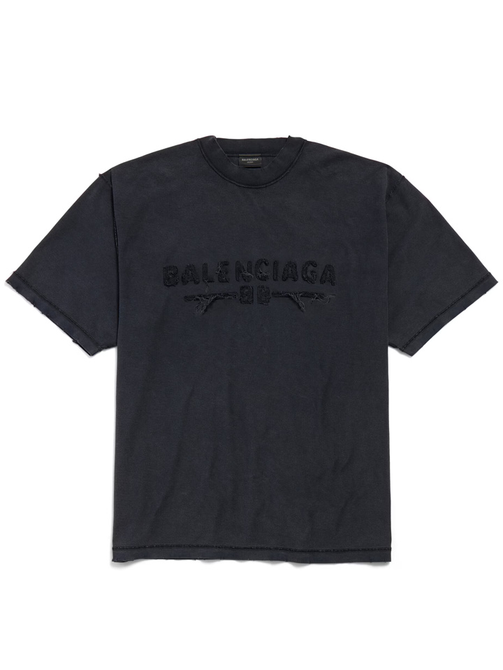 Balenciaga Mens Logo Patch T-Shirt in Black Cotton - Size X-Small