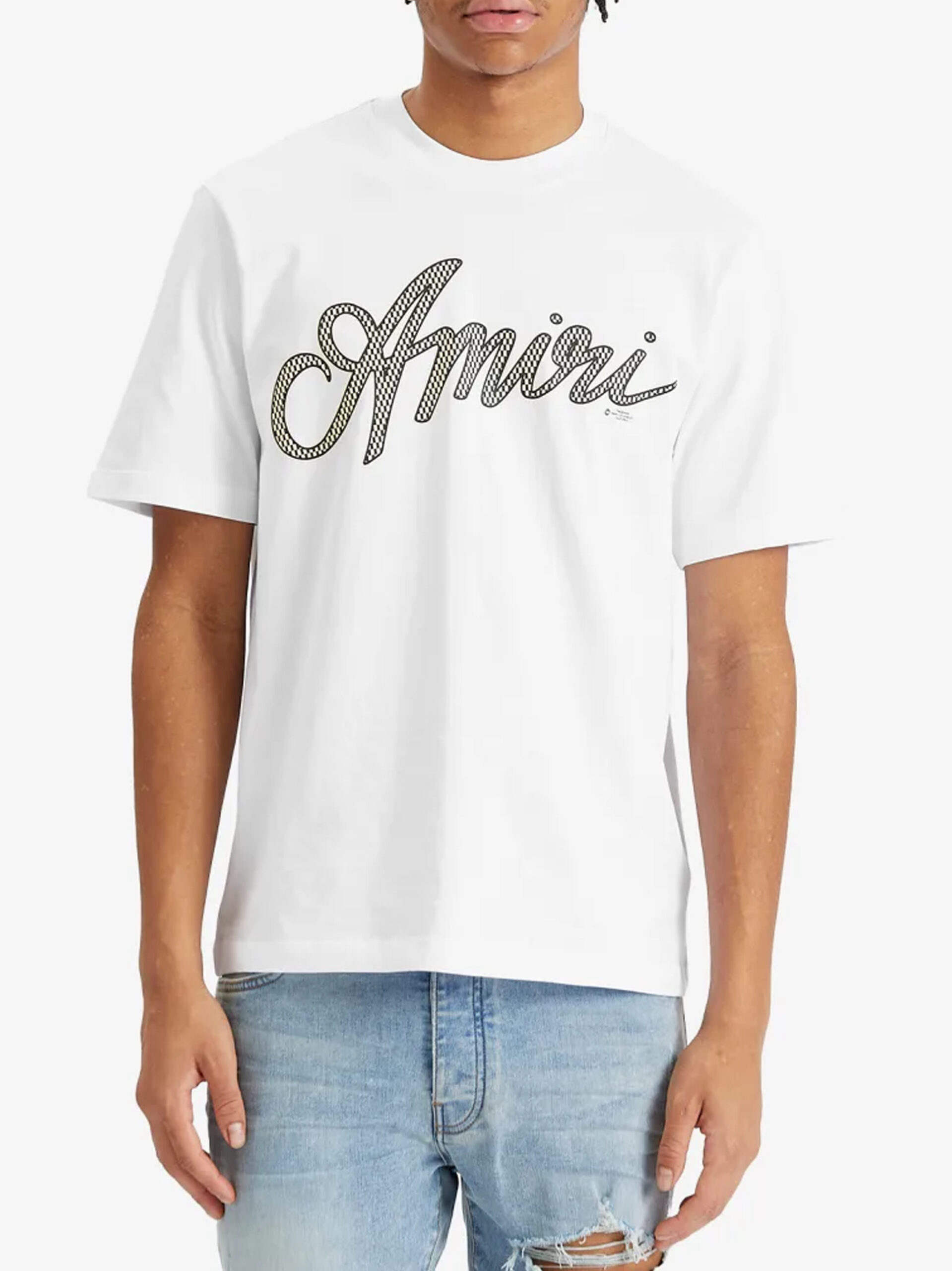 Amiri Mens Script Logo T-Shirt in White Cotton - Size 2XL