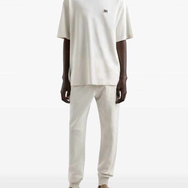 Dolce & Gabbana Mens Metal Plaque T-Shirt in White Cotton - Size Medium